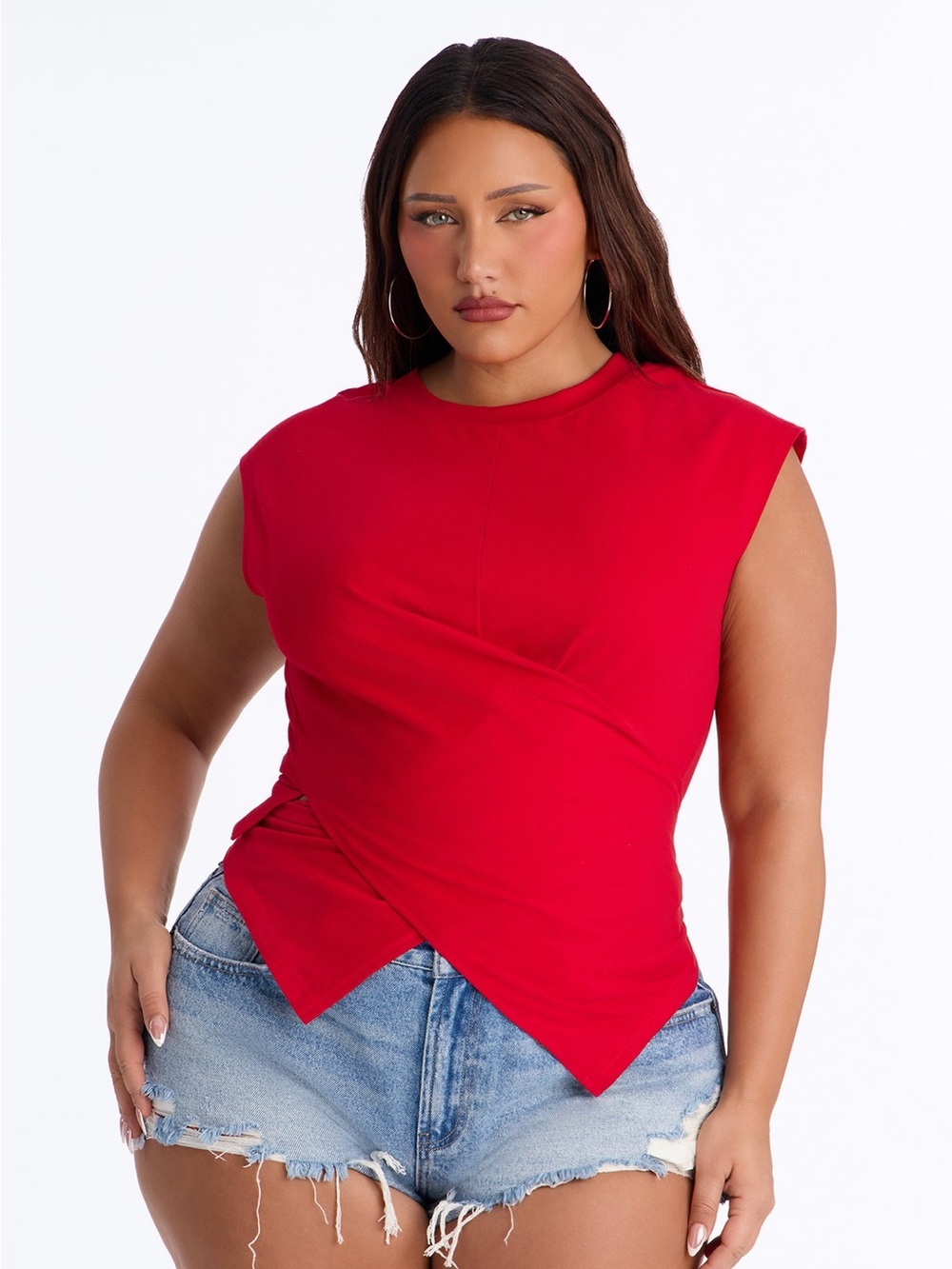 Crossed up crew neck tee